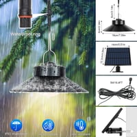 AGOTD Solárna závesná lampa s diaľkovým ovládaním, 3 teploty farieb, 6 úrovní jasu, vodotesnosť IP65, 5 m kábel, do záhrady, na terasu, na balkón 6