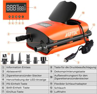 AGPTEK 22PSI elektromos SUP pumpa, felfújás-leeresztés, autó csatlakozó 8