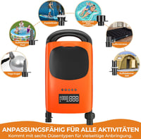 AGPTEK 22PSI elektromos SUP pumpa, felfújás-leeresztés, autó csatlakozó 6