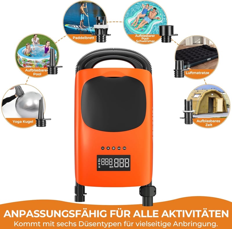 AGPTEK 22PSI elektromos SUP pumpa, felfújás-leeresztés, autó csatlakozó