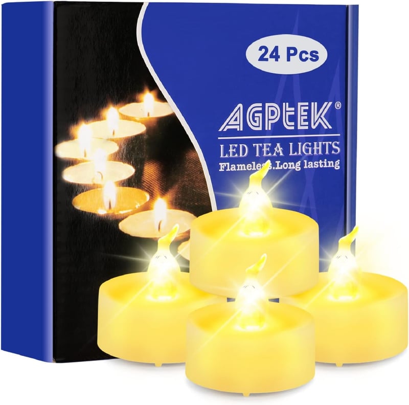 AGPTEK 24 db LED gyertya időzítővel, meleg fehér lángeffekt, 6/18 órás ciklus