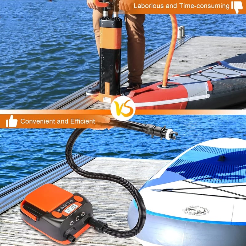 AGPTEK 6000 mAh Elektromos SUP Pumpa 16PSI Akkumulátoros Kompresszor - Gyors Felfújás/Leeresztés Matracokhoz, Sátrakhoz, Csónakokhoz