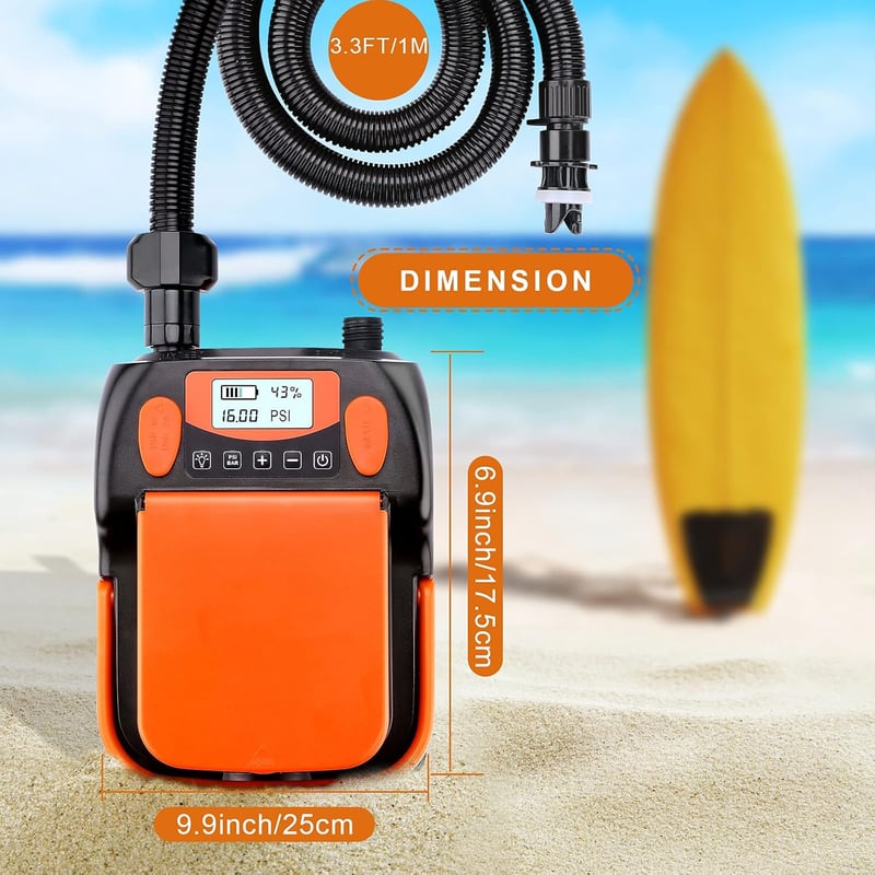 AGPTEK 6000 mAh Elektromos SUP Pumpa 16PSI Akkumulátoros Kompresszor - Gyors Felfújás/Leeresztés Matracokhoz, Sátrakhoz, Csónakokhoz