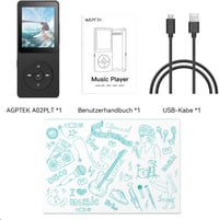 AGPTEK MP3 lejátszó Bluetooth 5.3 - 64 GB - beépített hangszóró - 40 óra - fekete 10