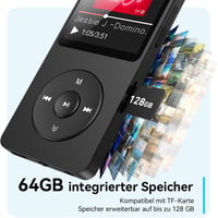 AGPTEK MP3 lejátszó Bluetooth 5.3 - 64 GB - beépített hangszóró - 40 óra - fekete 4