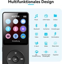 AGPTEK MP3 lejátszó Bluetooth 5.3 - 64 GB - beépített hangszóró - 40 óra - fekete 5