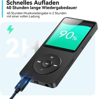 AGPTEK MP3 lejátszó Bluetooth 5.3 - 64 GB - beépített hangszóró - 40 óra - fekete 7