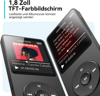 AGPTEK MP3 lejátszó Bluetooth 5.3 - 64 GB - beépített hangszóró - 40 óra - fekete 8