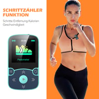 AGPTEK 64GB Bluetooth 5.3 športový MP3 prehrávač s klipom, HiFi kvalita, FM rádio, krokomer, modrý 5