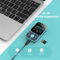 AGPTEK 64GB Bluetooth 5.3 športový MP3 prehrávač s klipom, HiFi kvalita, FM rádio, krokomer, modrý 7