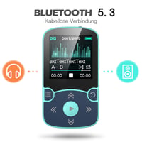 AGPTEK 64GB Bluetooth 5.3 športový MP3 prehrávač s klipom, HiFi kvalita, FM rádio, krokomer, modrý 2