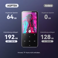 AGPTEK MP3 lejátszó Bluetooth 5.3, 64 GB, 2,4 colos kijelző, hangszóró – fekete 6