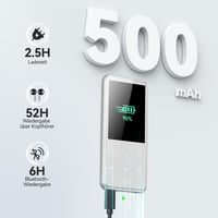 MP3 prehrávač AGPTEK 64GB s Bluetooth 5.3 – 2,4-palcový TFT displej, HiFi zvuk, FM rádio, vstavaný reproduktor, strieborný 6