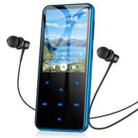 AGPTEK 64GB MP3 prehrávač, Bluetooth 5.3, 2,4-palcový farebný TFT displej, HiFi reproduktor, FM rádio, dotykové tlačidlá, e-kniha, záznam zvuku, podpora 128GB, modrý 1