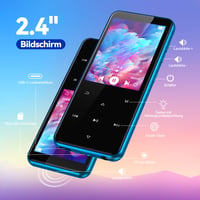 AGPTEK 64GB MP3 prehrávač, Bluetooth 5.3, 2,4-palcový farebný TFT displej, HiFi reproduktor, FM rádio, dotykové tlačidlá, e-kniha, záznam zvuku, podpora 128GB, modrý 4