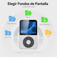 AGPTEK 64GB MP3 Lejátszó Bluetooth 5.3 Színes Kijelzővel, Fejhallgatóval, 128GB SD Kártya Támogatás, FM Rádió, Felvétel, Ezüst 3