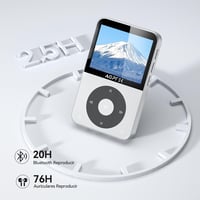 AGPTEK 64GB MP3 Lejátszó Bluetooth 5.3 Színes Kijelzővel, Fejhallgatóval, 128GB SD Kártya Támogatás, FM Rádió, Felvétel, Ezüst 5