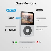 AGPTEK 64GB MP3 Lejátszó Bluetooth 5.3 Színes Kijelzővel, Fejhallgatóval, 128GB SD Kártya Támogatás, FM Rádió, Felvétel, Ezüst 2