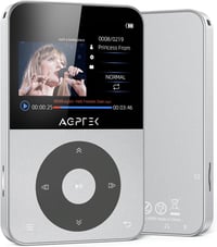 AGPTEK 64GB MP3 Lejátszó Bluetooth 5.3 Színes Kijelzővel, Fejhallgatóval, 128GB SD Kártya Támogatás, FM Rádió, Felvétel, Ezüst 1