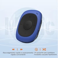 AGPTEK G02 csipeszes MP3-lejátszó FM rádióval, 8 GB - kék 5