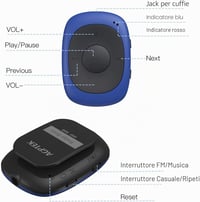 AGPTEK G02 csipeszes MP3-lejátszó FM rádióval, 8 GB - kék 7