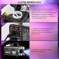 AGPTEK Füstgép Vezeték Nélküli Távirányítóval és Színes LED Világítással - 500W Kompakt Ködgép Halloweenre, Esküvőre és Rendezvényekre 2