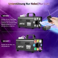 AGPTEK Füstgép Vezeték Nélküli Távirányítóval és Színes LED Világítással - 500W Kompakt Ködgép Halloweenre, Esküvőre és Rendezvényekre 6