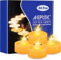 AGPTEK LED gyertyák időzítővel, 24 db elemmel működő flamingó nélküli teafények 1