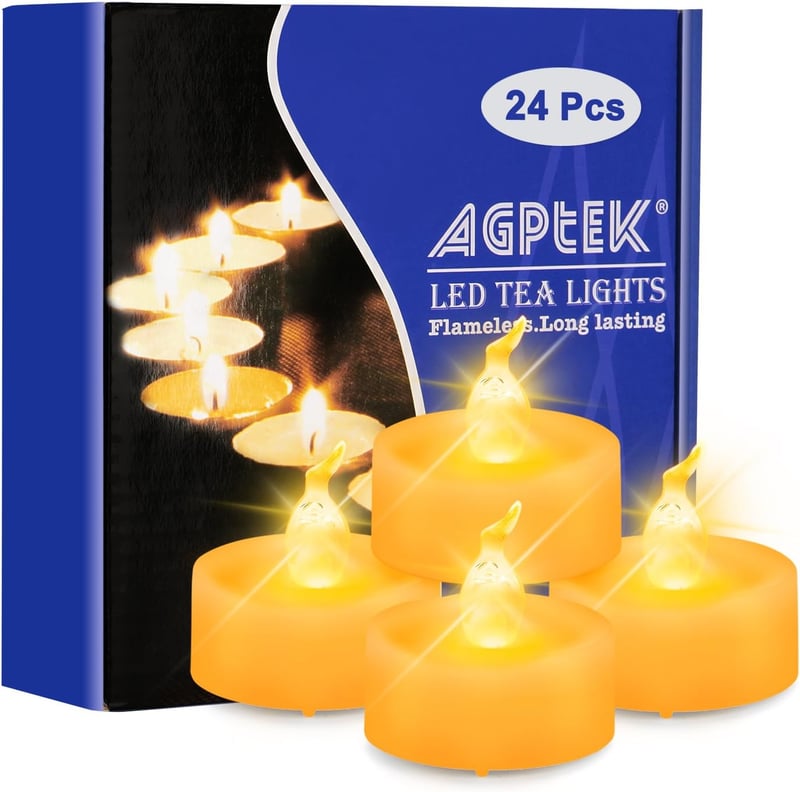 AGPTEK LED gyertyák időzítővel, 24 db elemmel működő flamingó nélküli teafények