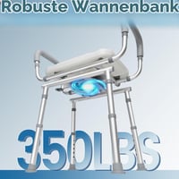 Scaun de duș rotativ 360° Agrish cu brațe detașabile – Scaun de baie reglabil pe înălțime pentru vârstnici și persoane cu mobilitate redusă, capacitate 160 kg, C 3