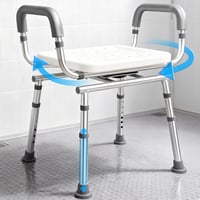 Scaun de duș rotativ 360° Agrish cu brațe detașabile – Scaun de baie reglabil pe înălțime pentru vârstnici și persoane cu mobilitate redusă, capacitate 160 kg, C 1
