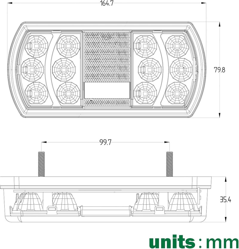 AGRISHOP 12/24V LED Hátsó Lámpa Utánfutóhoz Vízálló E-Mark Fékvilágítás