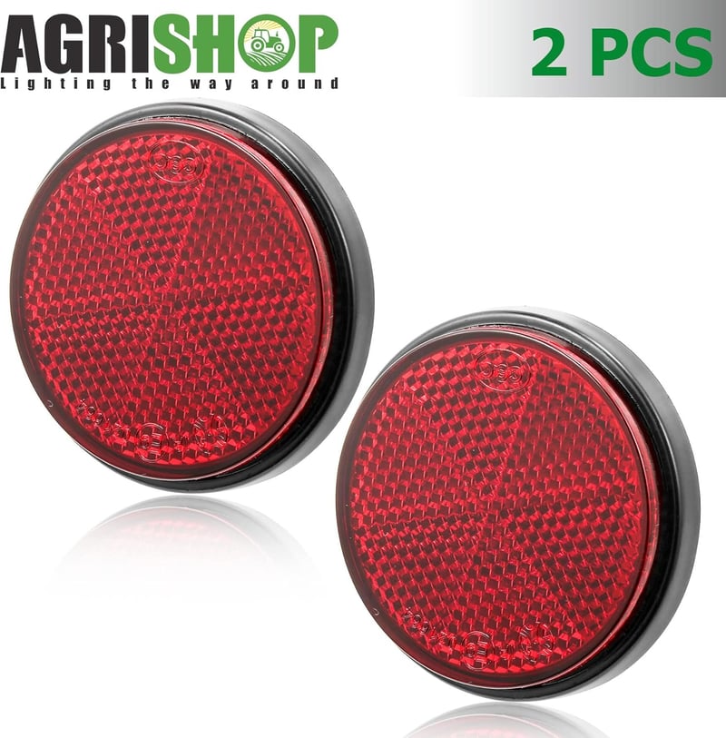 AGRISHOP 2x Piros Öntapadós Hátsó Reflektor Autóhoz Utánfutóhoz 60mm