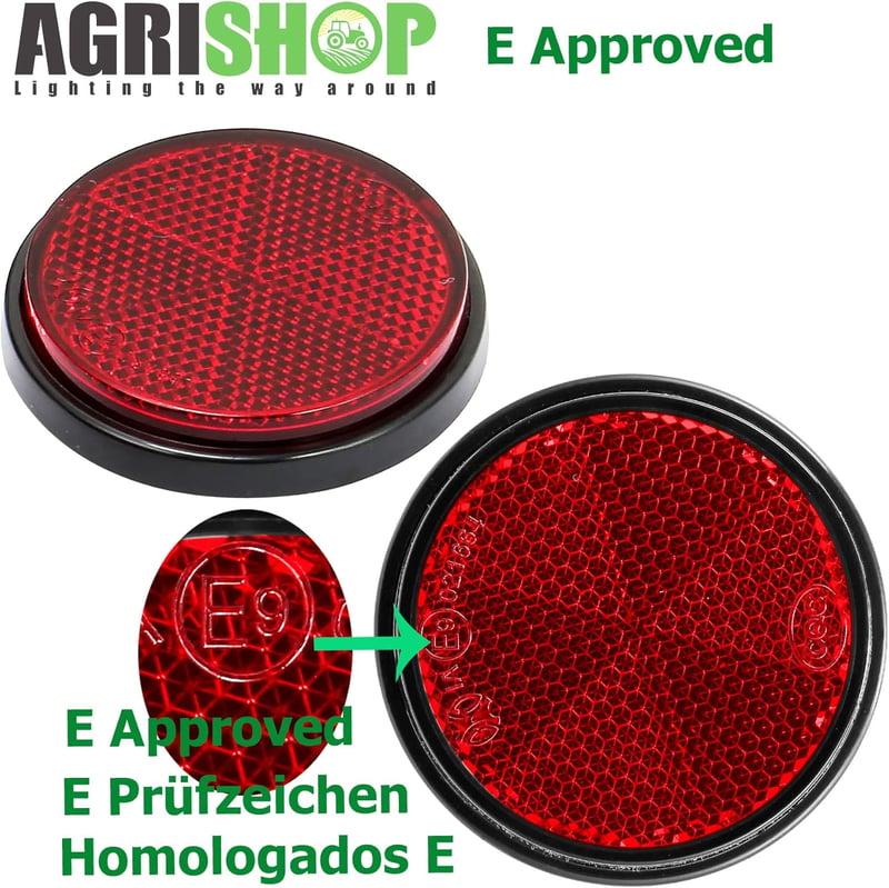 AGRISHOP 2x Piros Öntapadós Hátsó Reflektor Autóhoz Utánfutóhoz 60mm