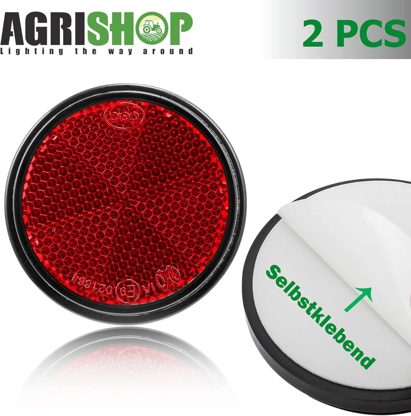 AGRISHOP 2x Piros Öntapadós Hátsó Reflektor Autóhoz Utánfutóhoz 60mm