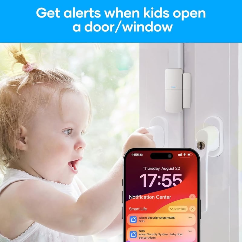 AGSHOME Vezeték Nélküli Riasztórendszer 15 Részes Szett - 120dB WiFi Biztonsági Készlet, Bővíthető, Alexa és Google Asszisztens Kompatibilis