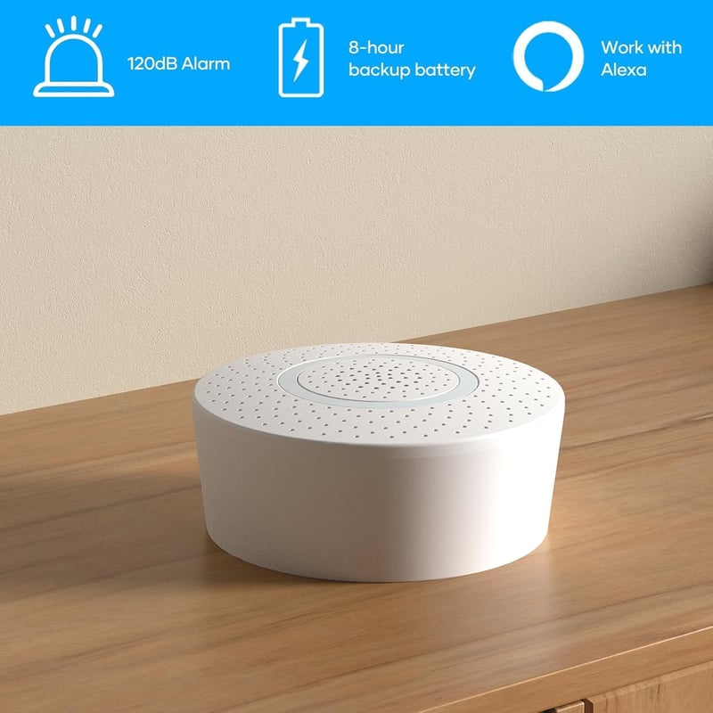 AGSHOME Vezeték Nélküli Riasztórendszer 15 Részes Szett - 120dB WiFi Biztonsági Készlet, Bővíthető, Alexa és Google Asszisztens Kompatibilis
