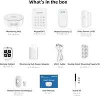 AGSHOME Vezeték Nélküli Riasztórendszer 15 Részes Szett - 120dB WiFi Biztonsági Készlet, Bővíthető, Alexa és Google Asszisztens Kompatibilis 9