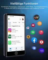 MP3 prehrávač AGXOV s Bluetooth a WiFi, založený na systéme Android, so 4,02-palcovým dotykovým displejom 2