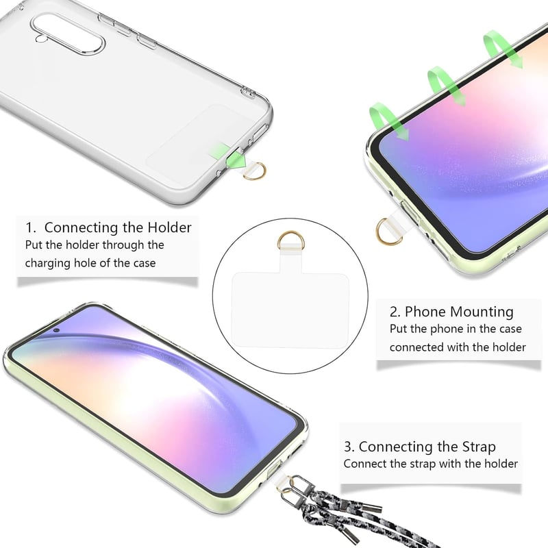 AHABIPERS Szilikon Tok Samsung Galaxy A54 5G-hez, Ultra Vékony TPU Védőtok Állítható Nyakpánttal, Teljes Védelem Mobiltelefon Tok