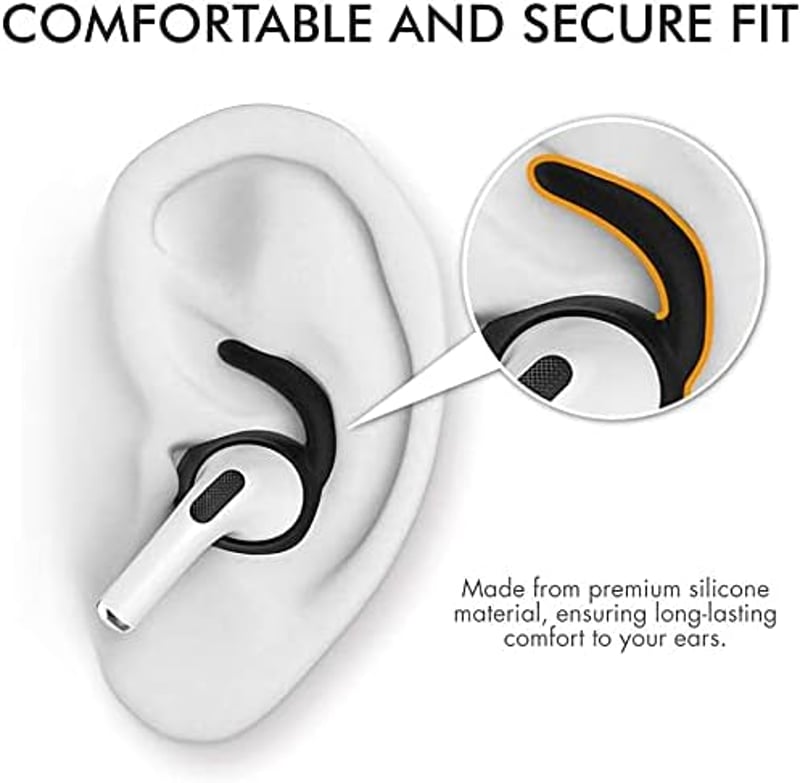 AhaStyle 3 pár AirPods Pro fülhorgok fekete + tárolózsák Apple kompatibilis