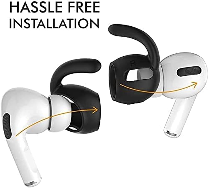 AhaStyle 3 pár AirPods Pro fülhorgok fekete + tárolózsák Apple kompatibilis