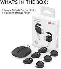 AhaStyle 3 pár AirPods Pro fülhorgok fekete + tárolózsák Apple kompatibilis 6