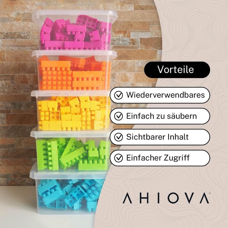 AHIOVA 6 db átlátszó tárolódoboz 26,5x19,5x12,5 cm, BPA mentes, 4 literes