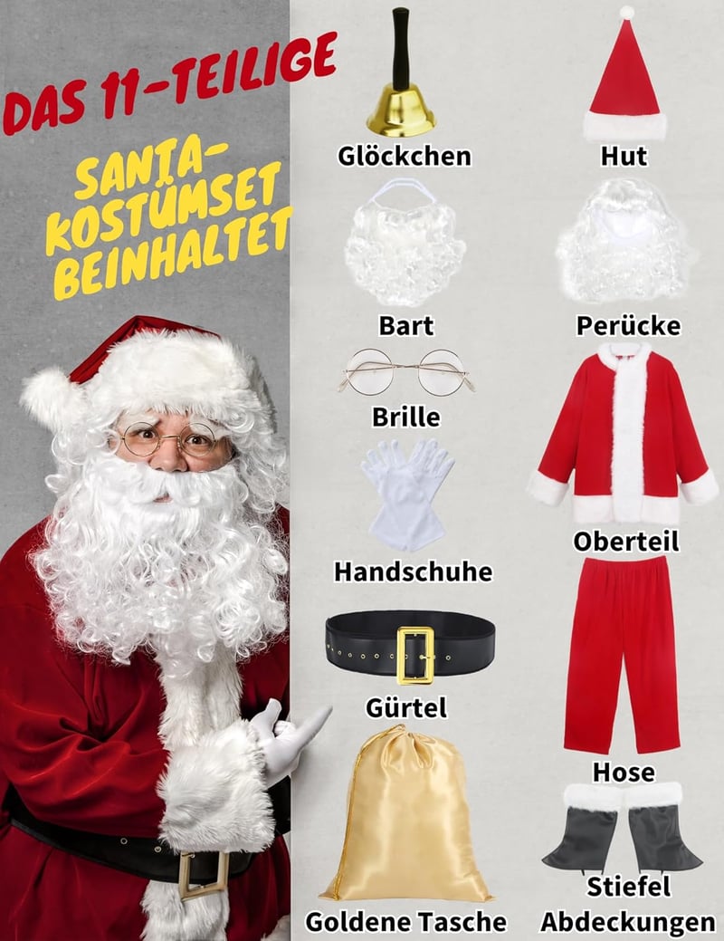 Ahititi Deluxe Mikulás Jelmez 10 Részes Férfi Karácsony Ruha S