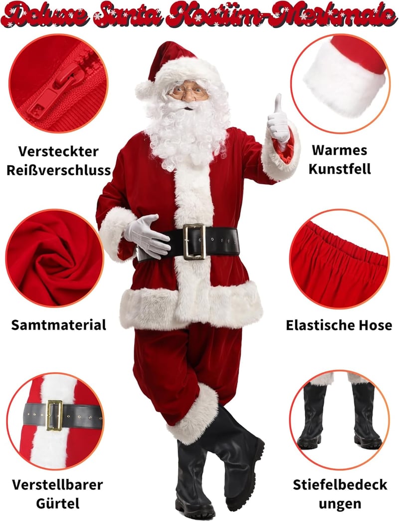 Ahititi Deluxe Mikulás Jelmez 10 Részes Férfi Karácsony Ruha S