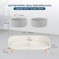 AHX Dupla Macskataál Kerámia Emelt Állvánnyal és Fröccsenésgátlóval 2x480ml - Food bowl for small dogs and cats, gray 2