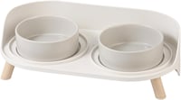 AHX Dupla Macskataál Kerámia Emelt Állvánnyal és Fröccsenésgátlóval 2x480ml - Food bowl for small dogs and cats, gray 1
