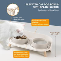 AHX Dupla Macskataál Kerámia Emelt Állvánnyal és Fröccsenésgátlóval 2x480ml - Food bowl for small dogs and cats, gray 3