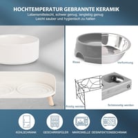 AHX Dupla Macskataál Kerámia Emelt Pozícióval Csúszásmentes Állvánnyal 480ml - Food bowl for small dogs and cats, White 6